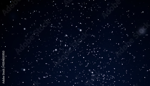 Abstract snow flurry against a night sky with stars, capturing a magical and winter wonderland vibe