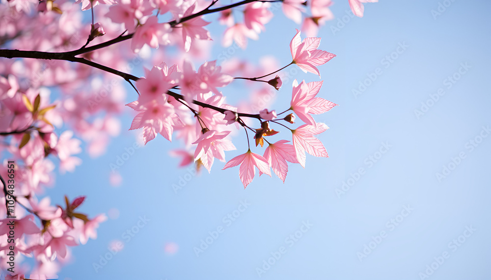 Sakura leaves background The sakura leaves are floating in the sky, which is very pleasing to the eyes. Sakura leaves background The sakura leaves are floating in the sky, which is very pleasing to the eyes.