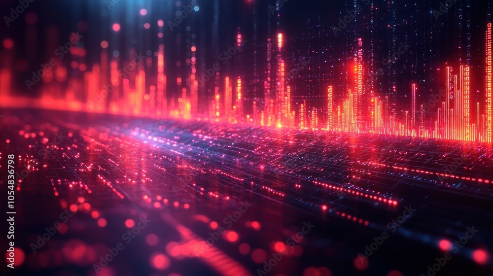 Abstract visualization of data with glowing lines and particles.