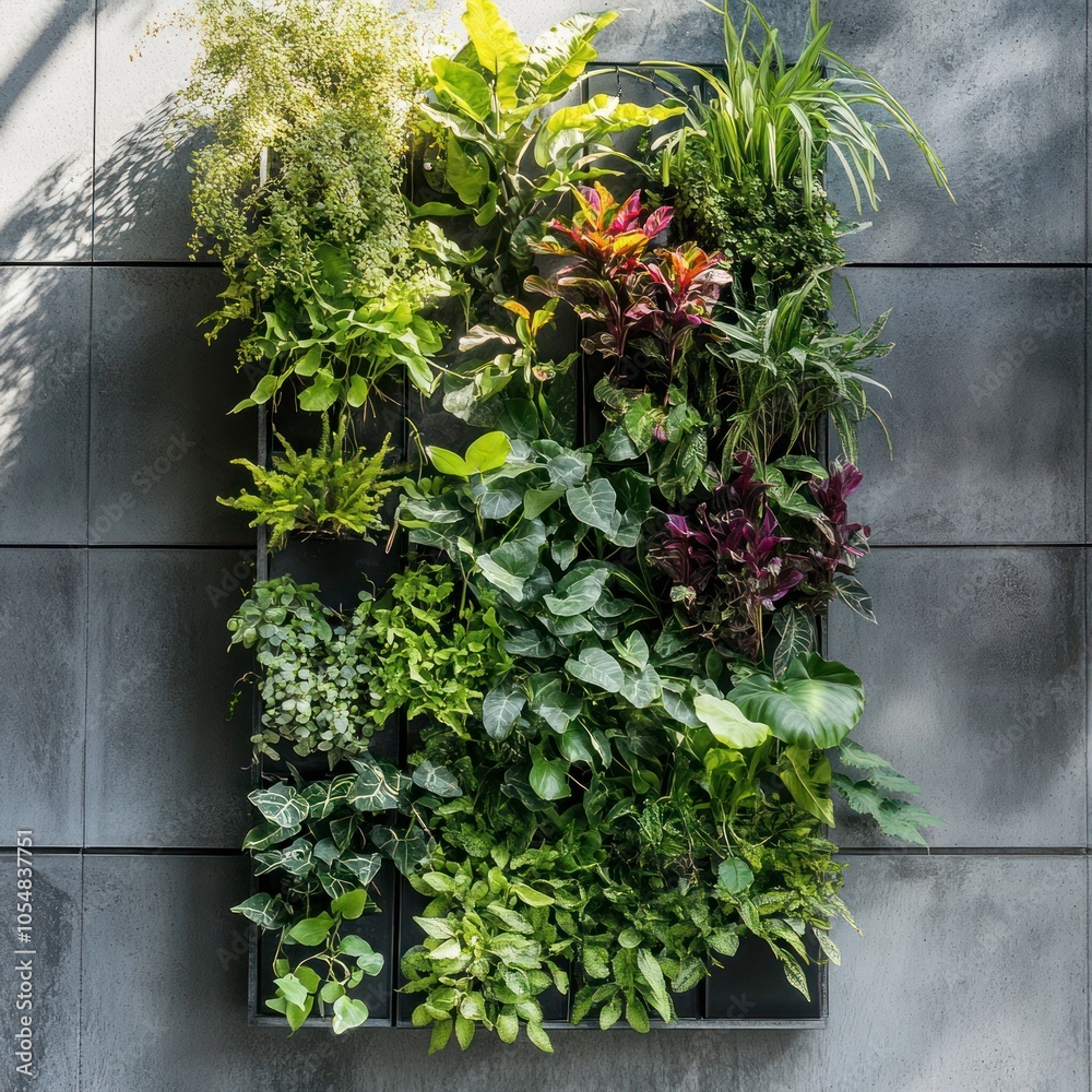 Vertical garden with wall-mounted planters Vertical garden with wall-mounted planters