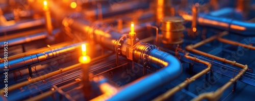 High-precision technical blueprint of a mechanical system within a high-tech building Engineering Blueprint, Technical, Precision