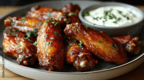 Close-up of Delicious BBQ Chicken Wings