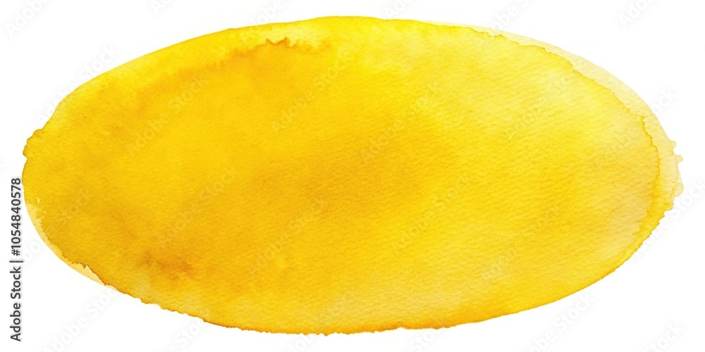 Watercolor yellow circle on white background high angle view Watercolor yellow circle on white background high angle view
