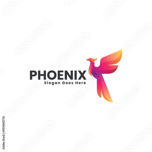 Vector Logo Illustration Phoenix Gradient Colorful Style photo