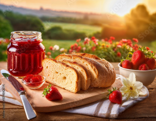 Morning breakfast with bread or pastries