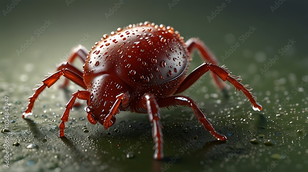 Realistic illustration of a tick bite on inflamed skin, showing redness, swelling, and the potential for disease transmission Realistic illustration of a tick bite on inflamed skin, showing redness, swelling, and the potential for disease transmission