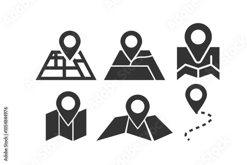 Map icon logo design template isolated illustration