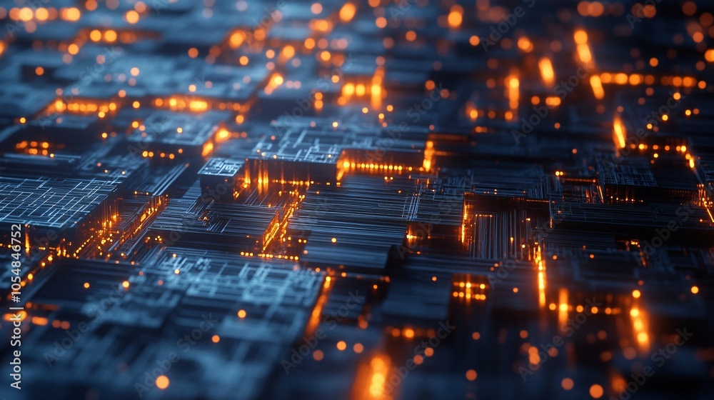 Abstract Futuristic Technology Background with Glowing Lines