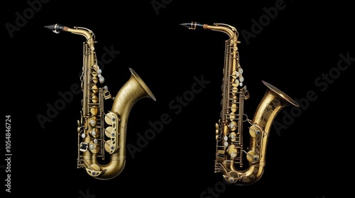 Classic Saxophones in Elegant Black Background