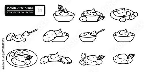 Mashed potatoes icon collection, editable and resizable vector icon templates