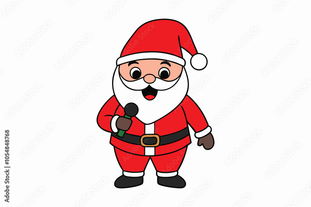 Jolly Santa Claus Singing Christmas Carols Vector: Cheerful Holiday Illustration Celebrating Festive Music and Joy Jolly Santa Claus Singing Christmas Carols Vector: Cheerful Holiday Illustration Celebrating Festive Music and Joy