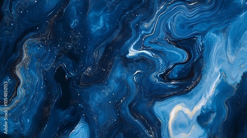 Sapphire blue marbled texture background with elegant swirls and veins for graphic design, digital art, and creative projects