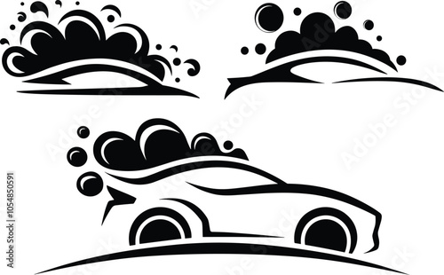 Set of car wash, logo designs, vector illustration.