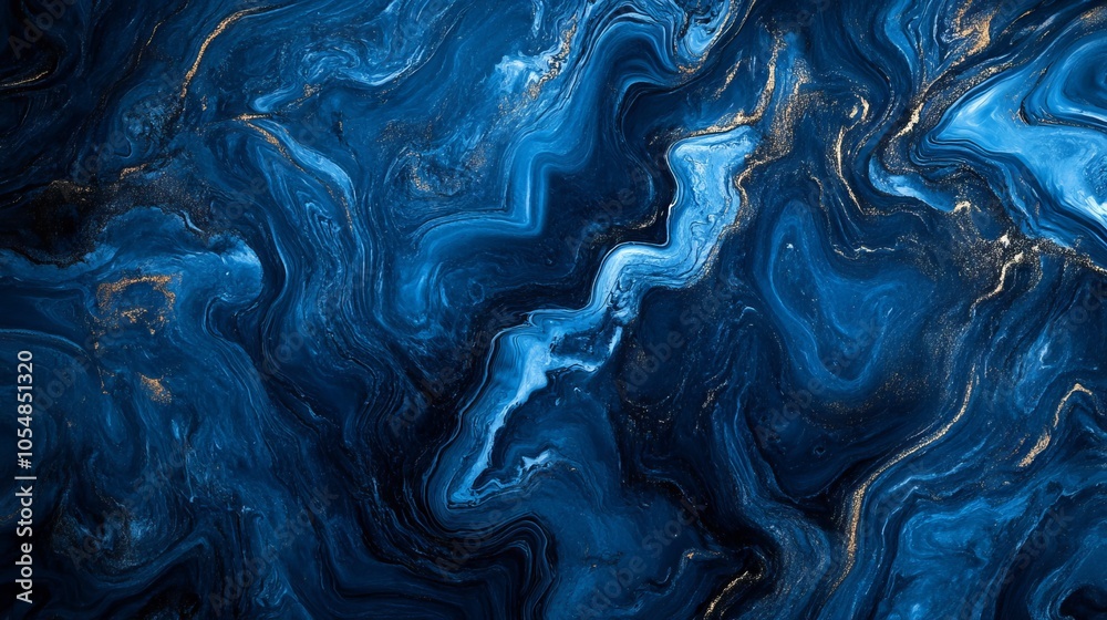 Sapphire blue marbled texture background with elegant swirls and veins for graphic design, digital art, and creative projects
