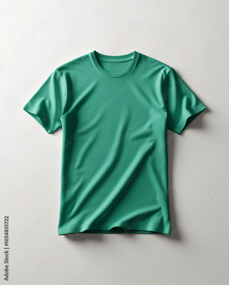 A simple green T-shirt is photographed for commercial use. A simple green T-shirt is photographed for commercial use.