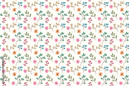 Sweet Flowers And Leaves Batik Seamless Pattern