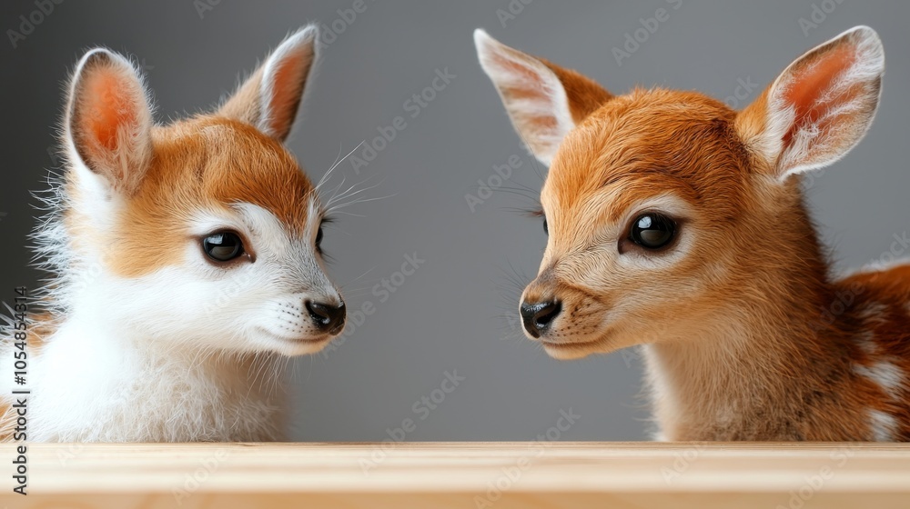 Obraz premium Cute Fawn Baby Deer Portrait with Copy Space