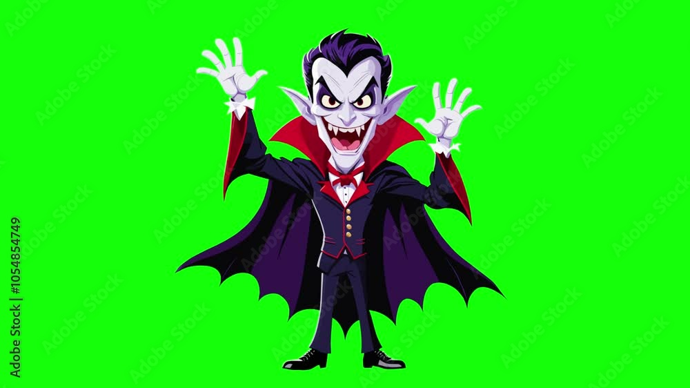 Animated character of a helloween vampire drakula who scary dancing, on a green background chromakey, idea for promotional video, mascot Animated character of a helloween vampire drakula who scary dancing, on a green background chromakey, idea for promotional video, mascot
