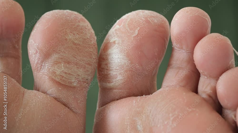 Close-Up of Dry and Cracked Skin on Human Feet