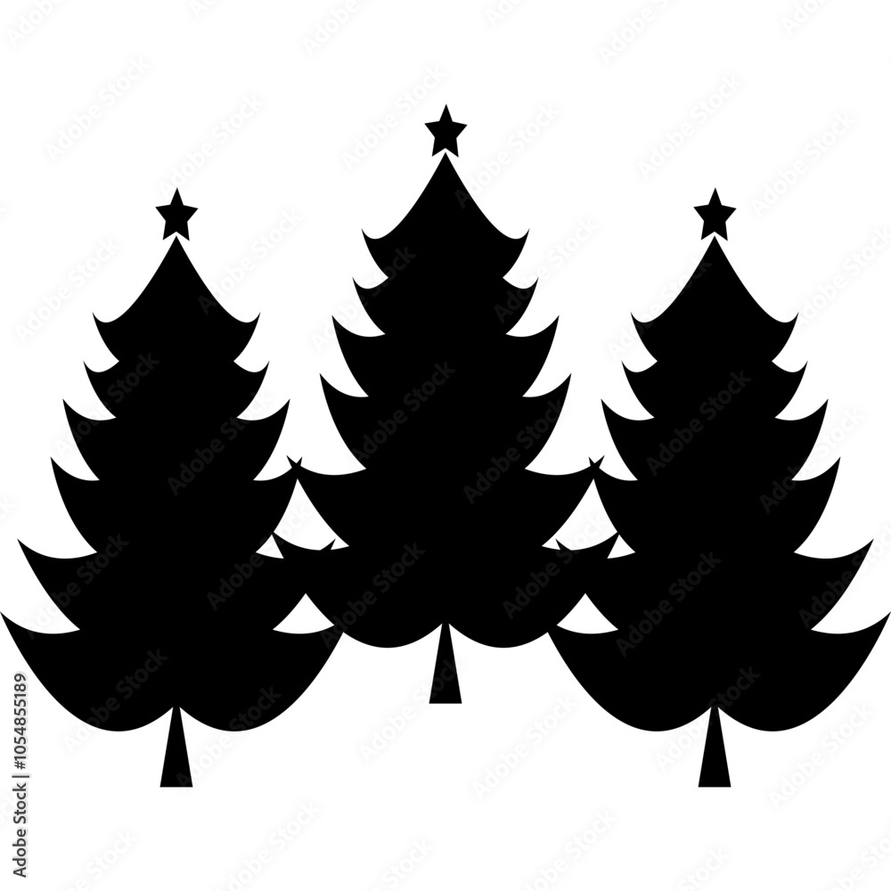 Obraz premium Christmas Tree Landscape Silhouette