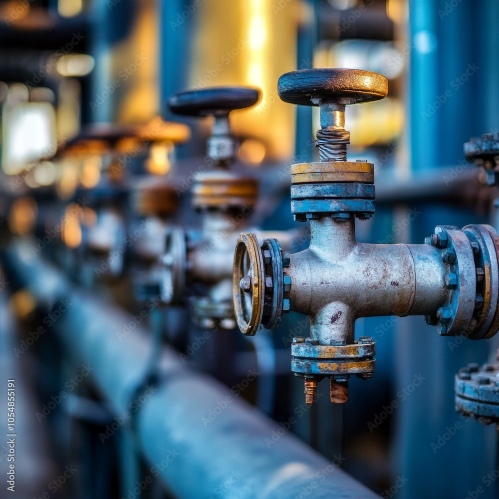 Detailed View of Oil Refinery Pipes and Valves Detailed View of Oil Refinery Pipes and Valves