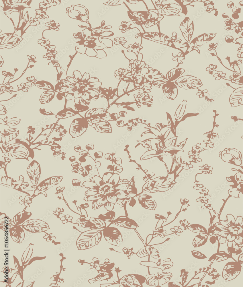 Fototapeta premium abstract, vector, monochrome, big flowers, all over textiles design, illustration digital image can be used for wrapping paper