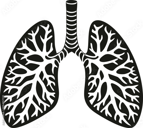 Human Lungs silhouette vector illustration,