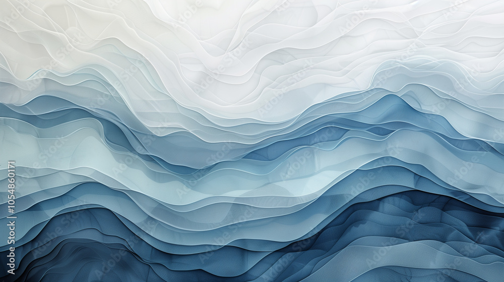 Obraz premium Abstract Wavy Pattern in Shades of Blue and White for Ocean Theme