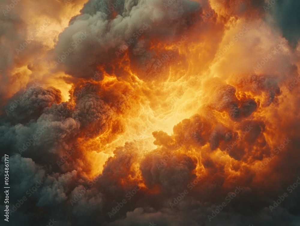 Cloudy sky with thick smoke Cloudy sky with thick smoke