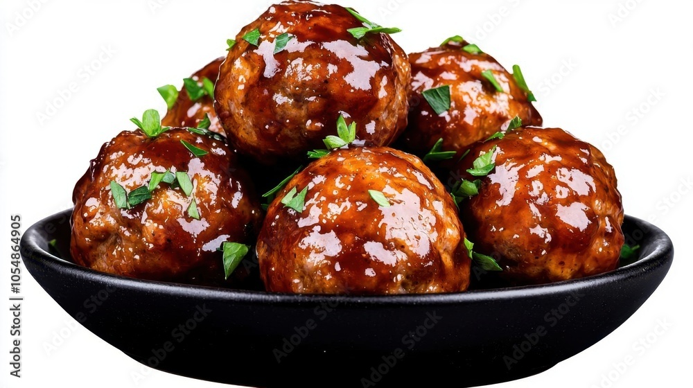 A photostock of meatballs in sauce on a plate on a white background, hearty and flavorful. A photostock of meatballs in sauce on a plate on a white background, hearty and flavorful.