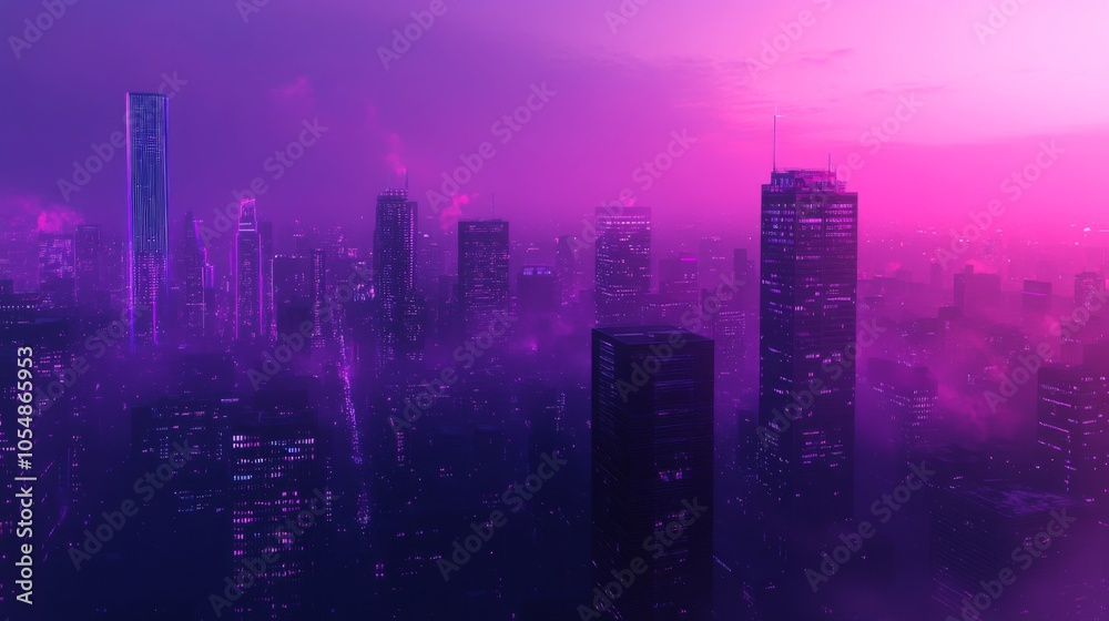 Subtle Gradient Tones in City Skyline at Dusk Subtle Gradient Tones in City Skyline at Dusk