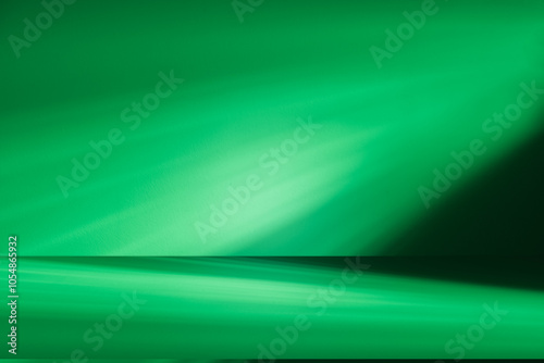 Wall interior background, studio and backdrops show products. with leaf shadow from window color green and white. background for text insertion and presentation of product