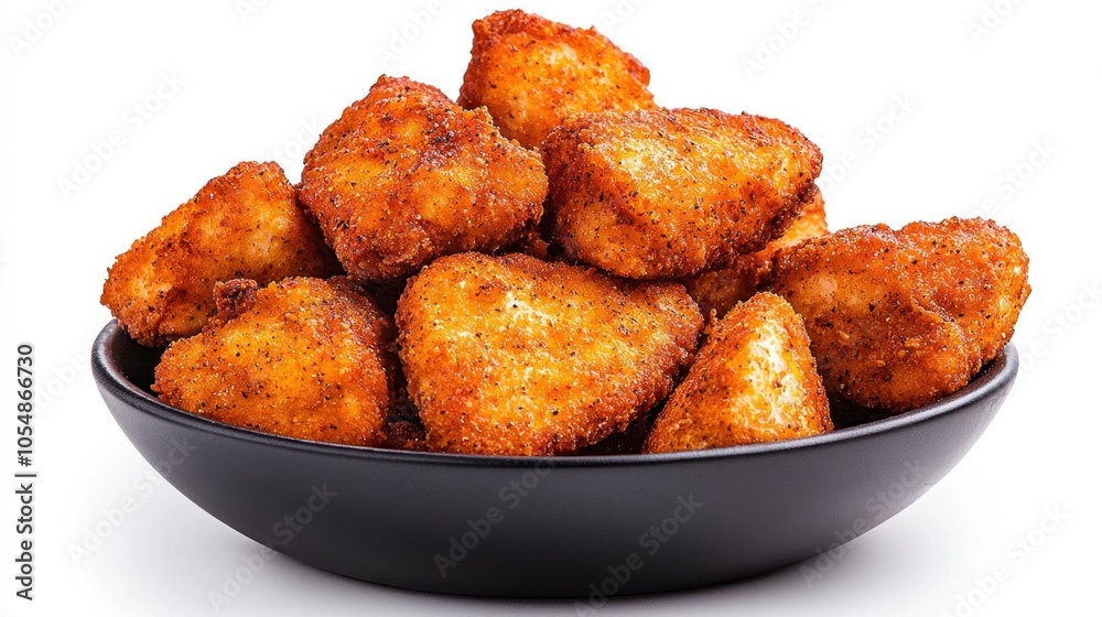 A photostock of spicy fried chicken on a white background, crispy and savory. A photostock of spicy fried chicken on a white background, crispy and savory.