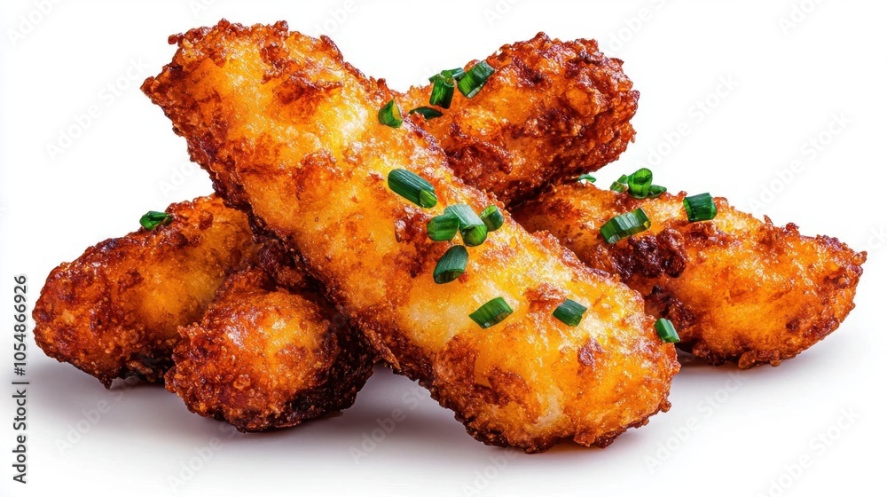 A photostock of tempura on a white background, light and crispy. A photostock of tempura on a white background, light and crispy.