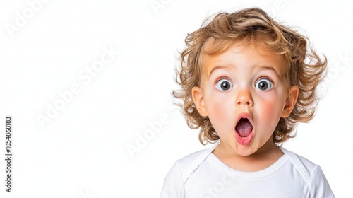 A photostock of a child with a pout on a white background, isolated and expressive.