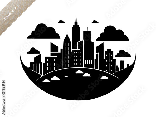 Wallpaper Mural Urban city scene landscape silhouette black vector art design  Torontodigital.ca