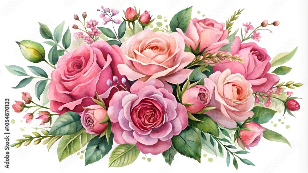 pink bouquet of flowers watercolor pink bouquet of flowers watercolor