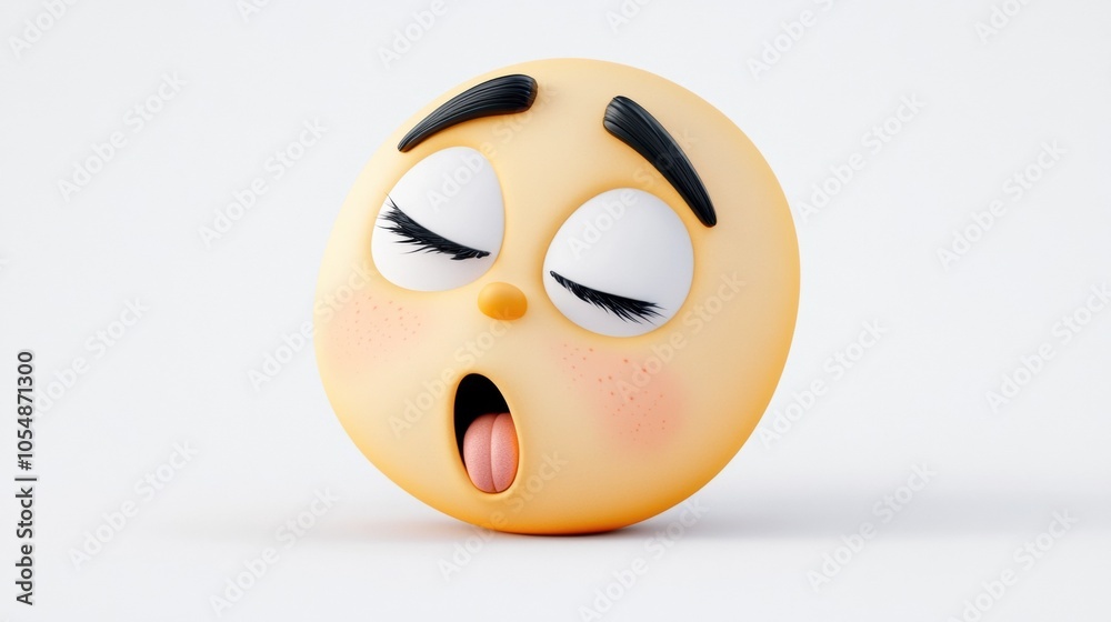 Fototapeta premium Playful Sleepy Face Emoji with Cute Features