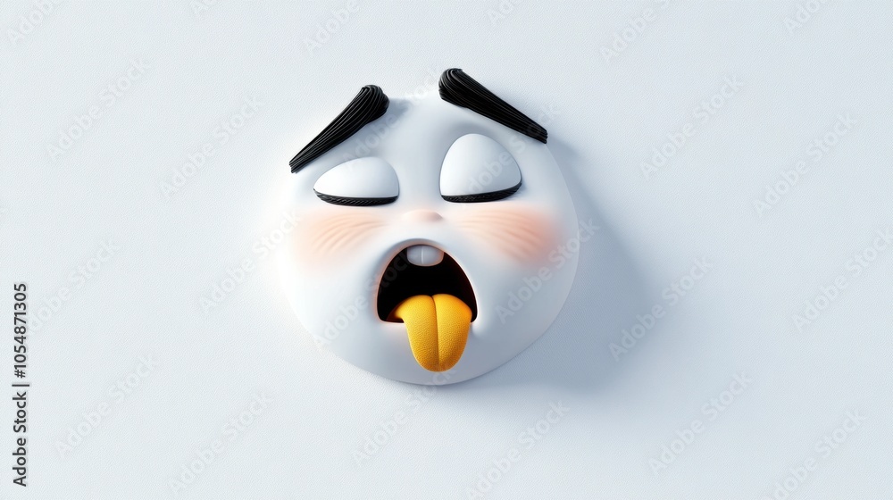 Cute Ghost Emoji with Playful Expression and Tongue Out