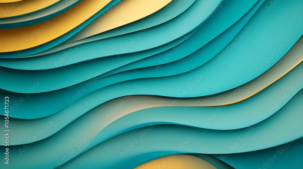 Abstract Teal and Gold Waves Abstract Teal and Gold Waves