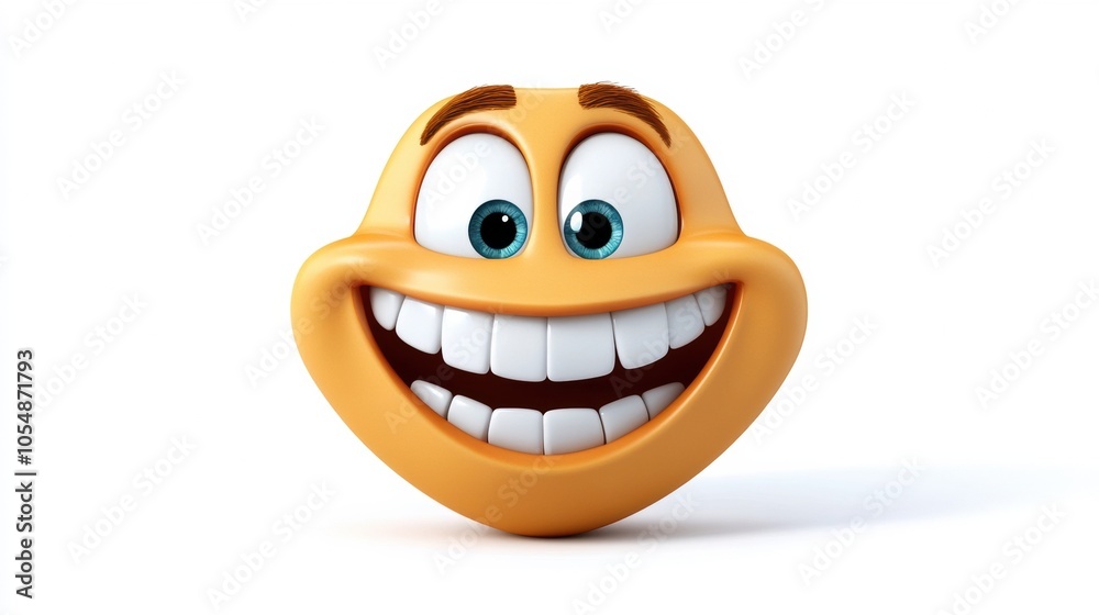 Joyful Cartoon Face with Big Smile and Expressive Eyes Joyful Cartoon Face with Big Smile and Expressive Eyes