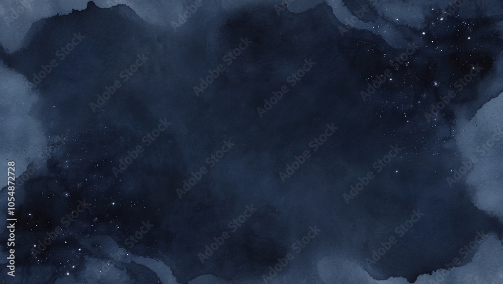 Dark indigo watercolor background with delicate splatters, creating a cosmic, night-sky feel. Created with generative AI technology Dark indigo watercolor background with delicate splatters, creating a cosmic, night-sky feel. Created with generative AI technology