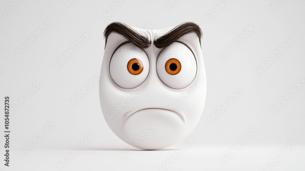 Cartoon Face with Anger Expression and Big Eyes