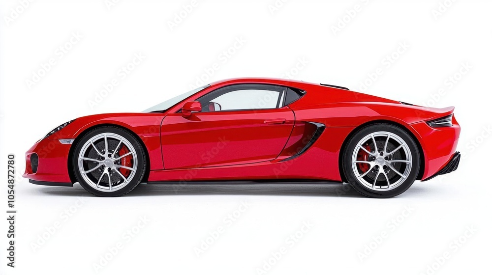 A photostock of a red sports car on a white background, modern and fast. A photostock of a red sports car on a white background, modern and fast.