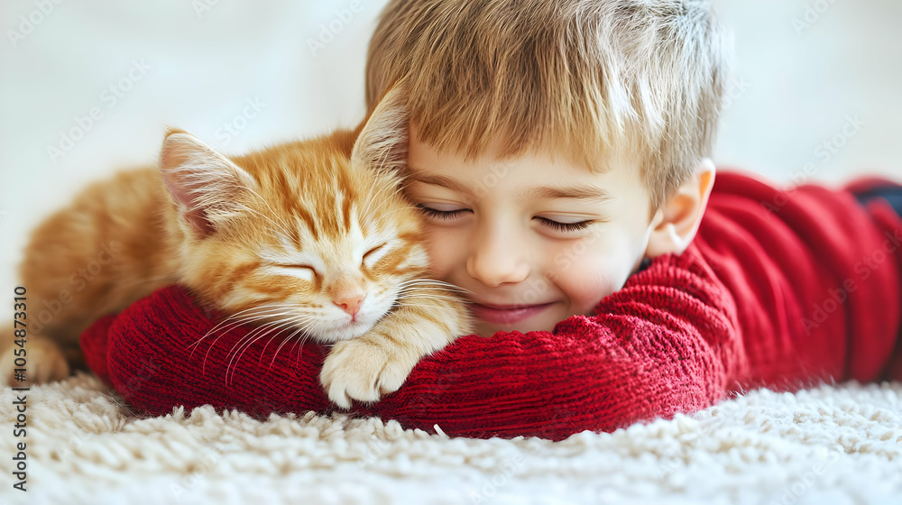 3D Candid Kitten Curled on Child Lap Icon - Peaceful Moment Capturing Love Trust Care, Relaxed Posture, Gentle Touch, Isolated White Background, Perfect for Pet Lovers and Parenting Themes 3D Candid Kitten Curled on Child Lap Icon - Peaceful Moment Capturing Love Trust Care, Relaxed Posture, Gentle Touch, Isolated White Background, Perfect for Pet Lovers and Parenting Themes