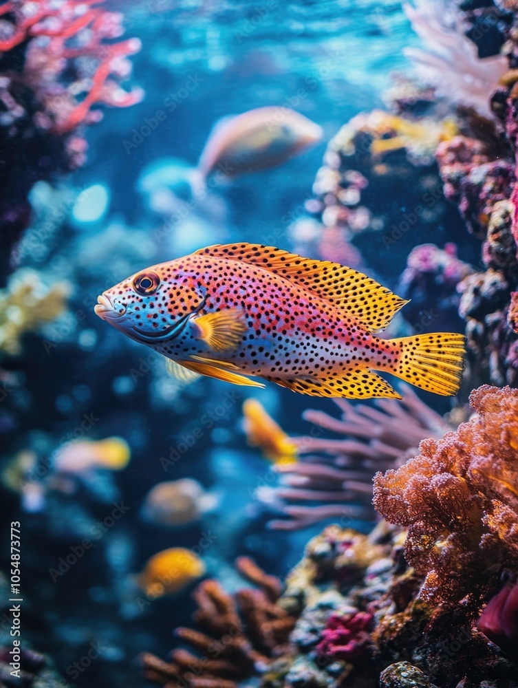 Obraz premium Aquatic life in aquarium