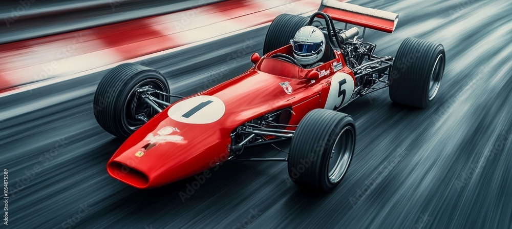 Old 80s racing car. Motorsport competition sport. Generative AI technology.