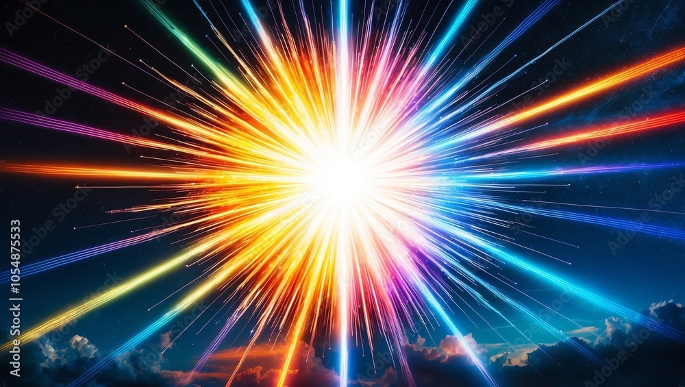 Expansive rays emanating from a single point. Created with Generative AI Technology Expansive rays emanating from a single point. Created with Generative AI Technology