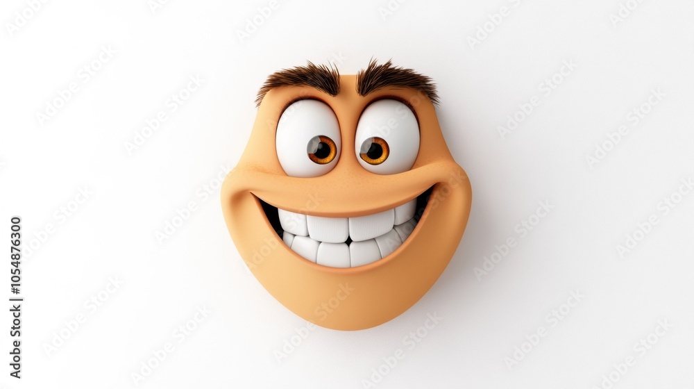 Happy Cartoon Face with Big Smile and Bright Eyes Happy Cartoon Face with Big Smile and Bright Eyes