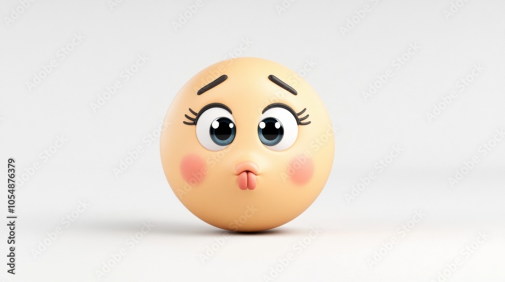 Cute Cartoon Face with Big Eyes and Pouty Expression Cute Cartoon Face with Big Eyes and Pouty Expression